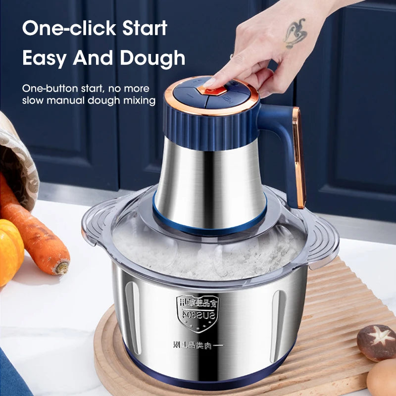 5L Electric Meat Grinder & Food Processor – Stainless Steel Vegetable Slicer & Chopper