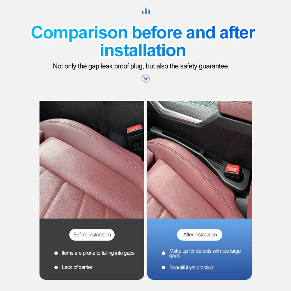 Car Seat Gap Filler – Leak-Proof Side Seam Plug Strip with Seatbelt Hole