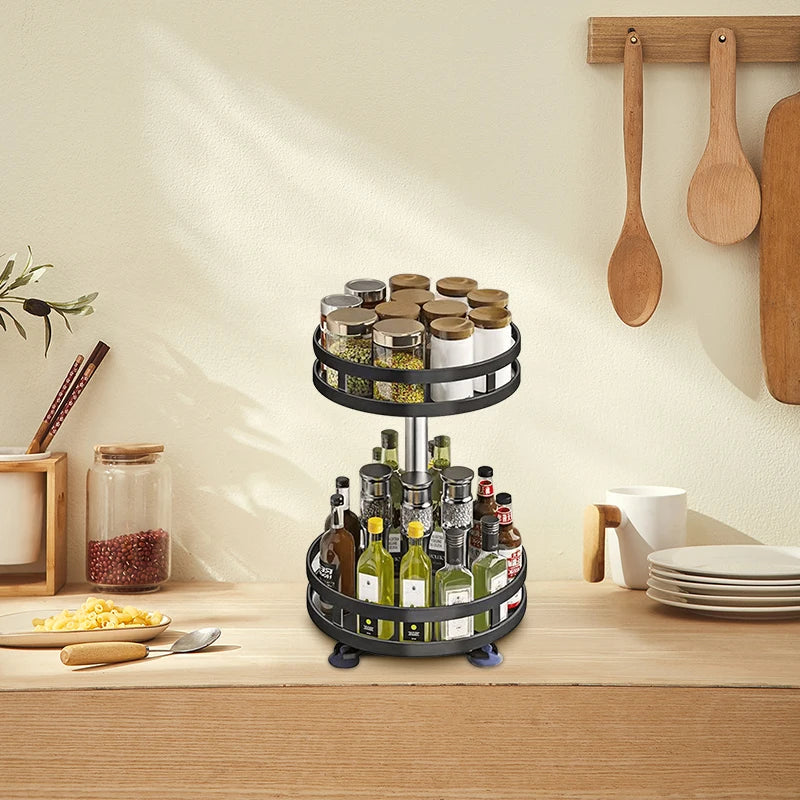 360° Rotating Spice Rack – Non-Skid Carbon Steel Organizer