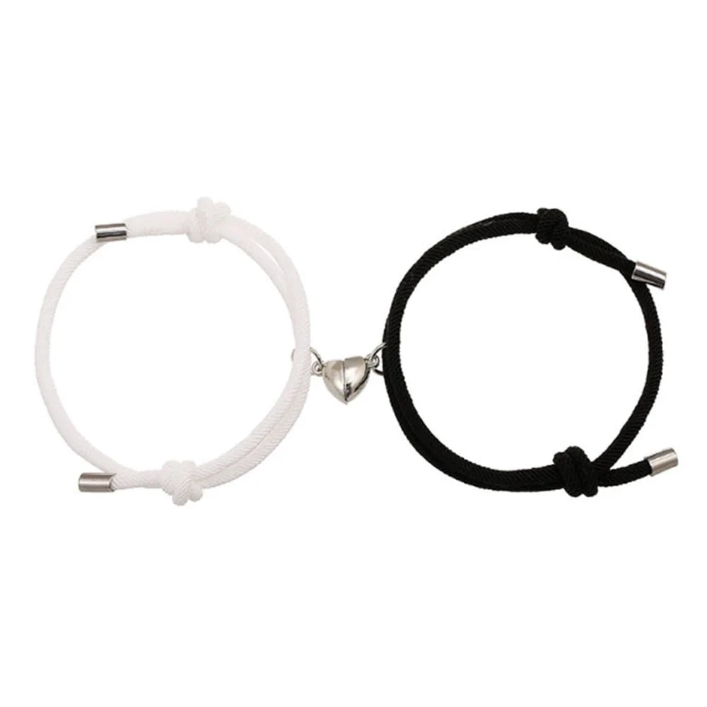 Black and White Magnetic Couple Bracelet Set