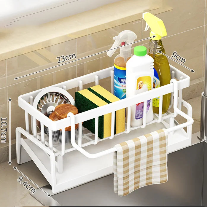 No-Punch Kitchen Shelf – Drainage Rack for Spices, Rags & Sink Accessories