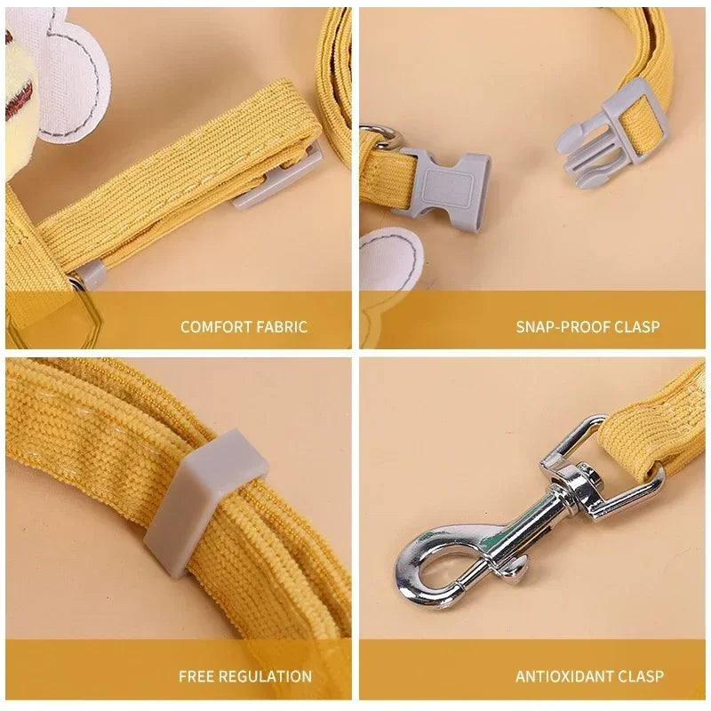 Adjustable Cat Harness Leash Collar Set