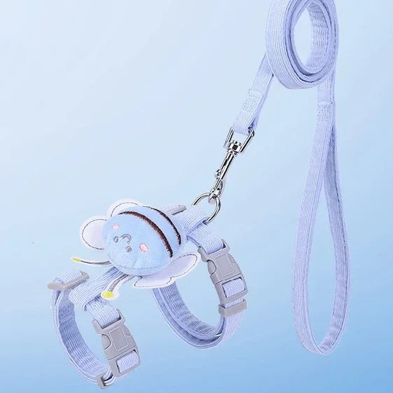 Adjustable Cat Harness Leash Collar Set