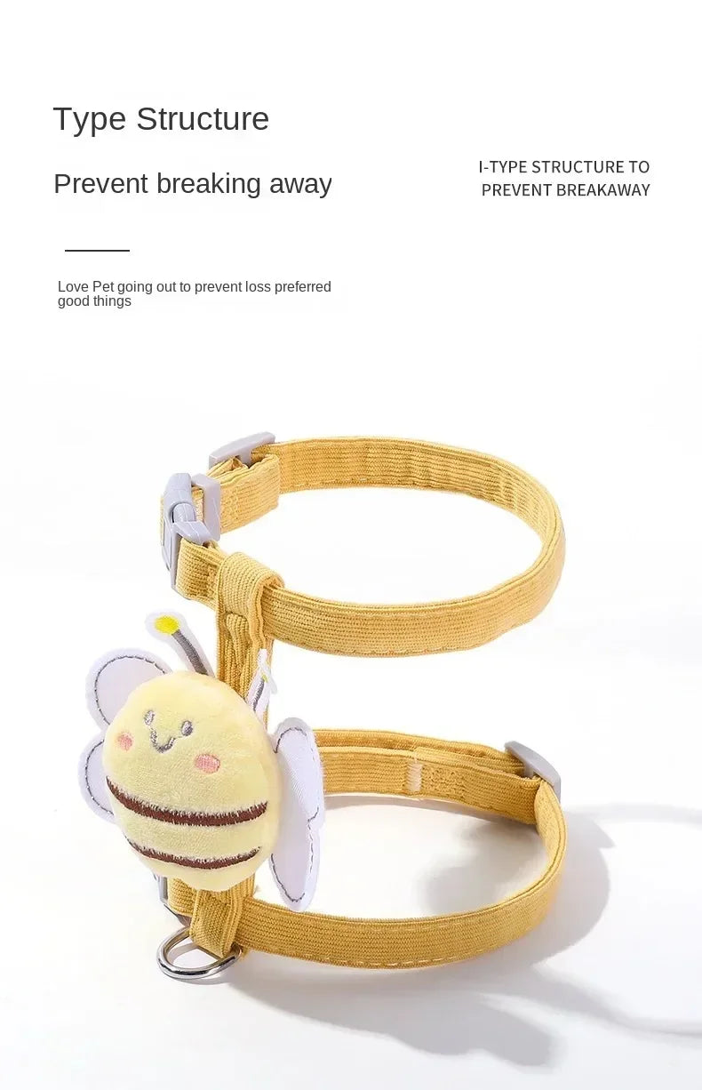 Adjustable Cat Harness Leash Collar Set
