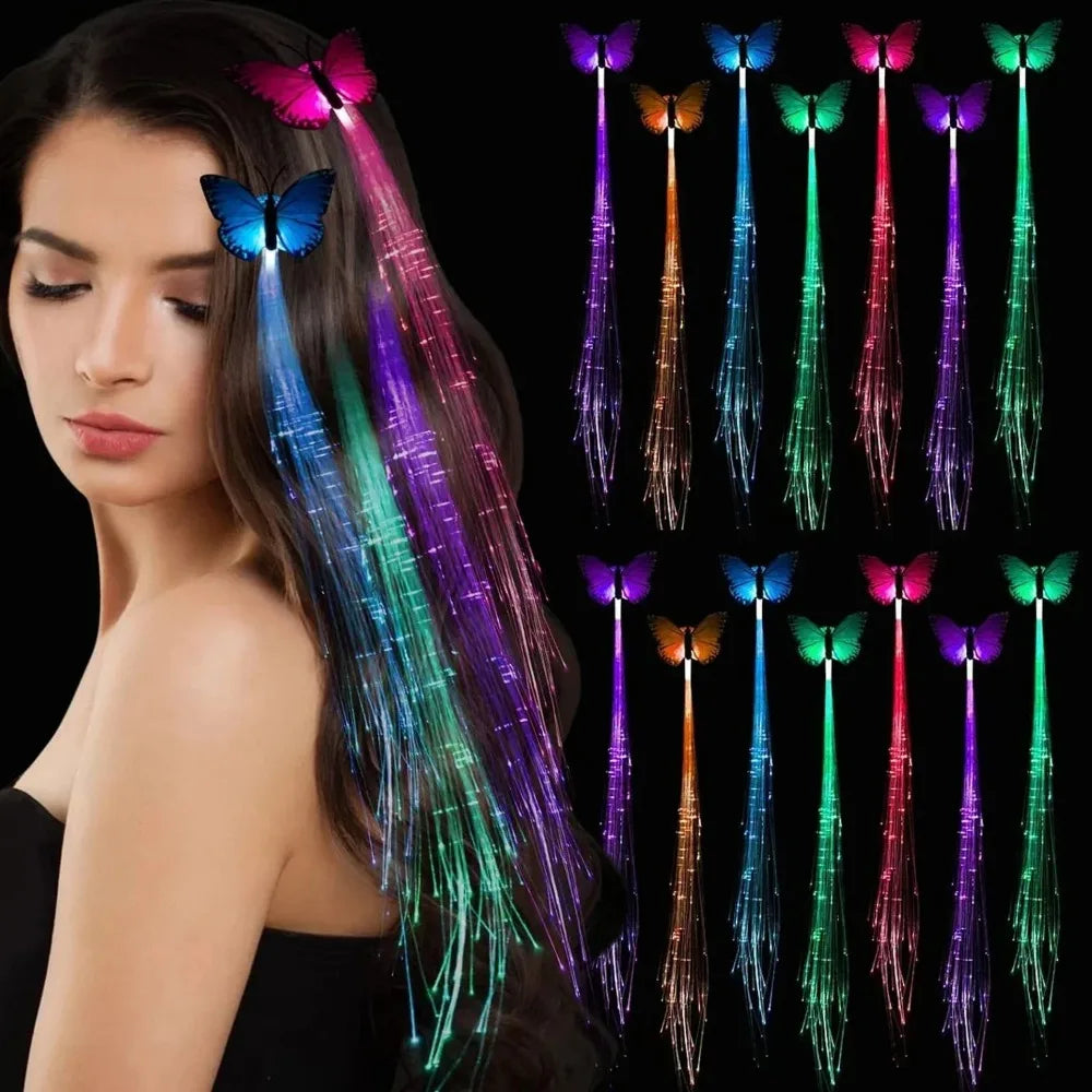 LED Light Up Butterfly Hair Braid Clips