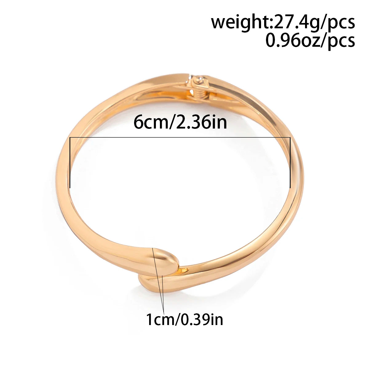 Ingemark Creative Gold Color Water Drop Wide Metal Bangle