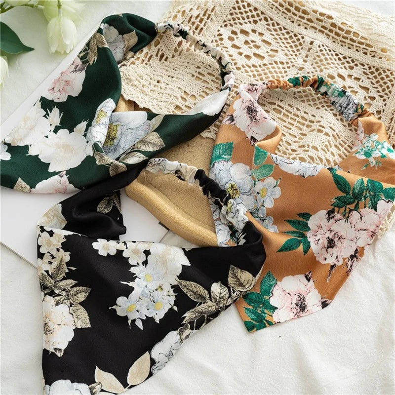Vintage Floral Print Beach Bandana Hair Scarf