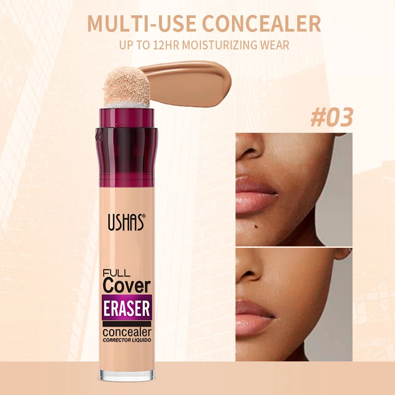 USHAS 12 Color Liquid Concealer - Moisturizing, Long-Lasting, and Lightweight