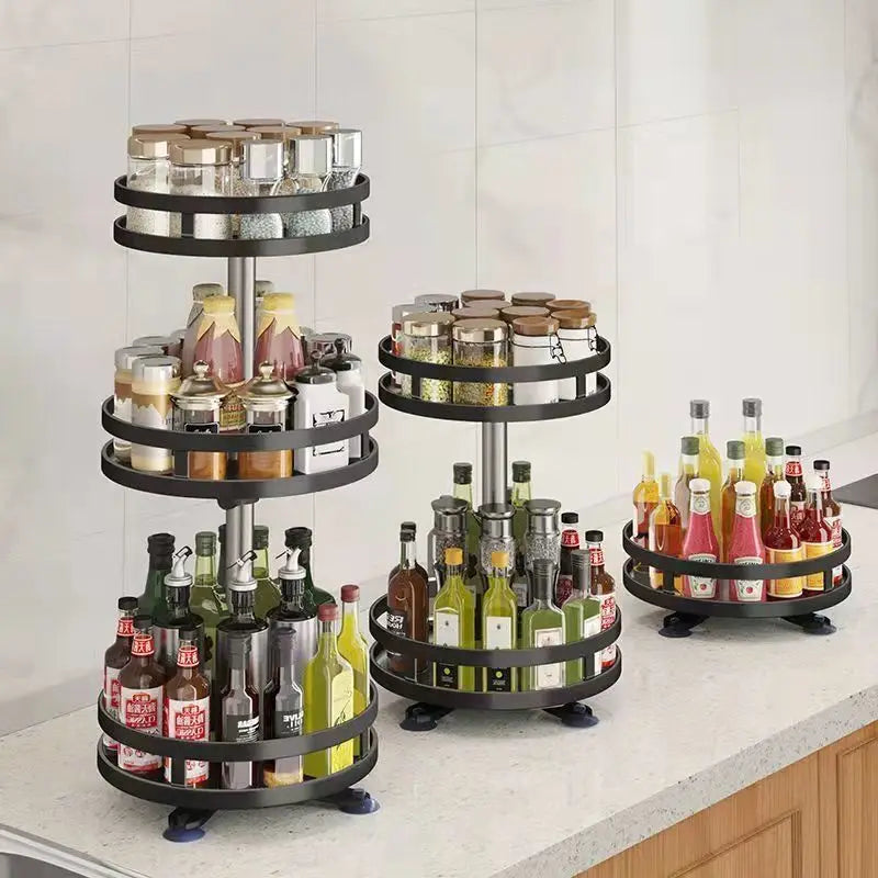 360° Rotating Spice Rack – Non-Skid Carbon Steel Organizer