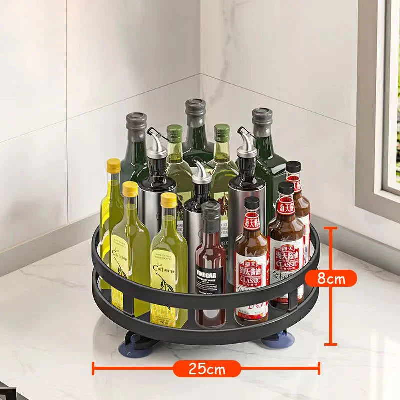 360° Rotating Spice Rack – Non-Skid Carbon Steel Organizer