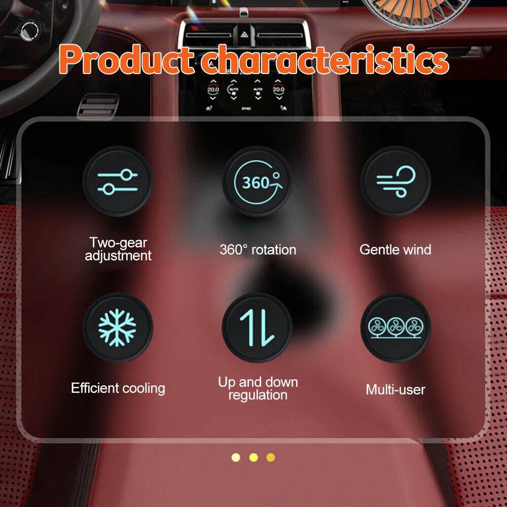 360° Adjustable 3-Head Car Fan