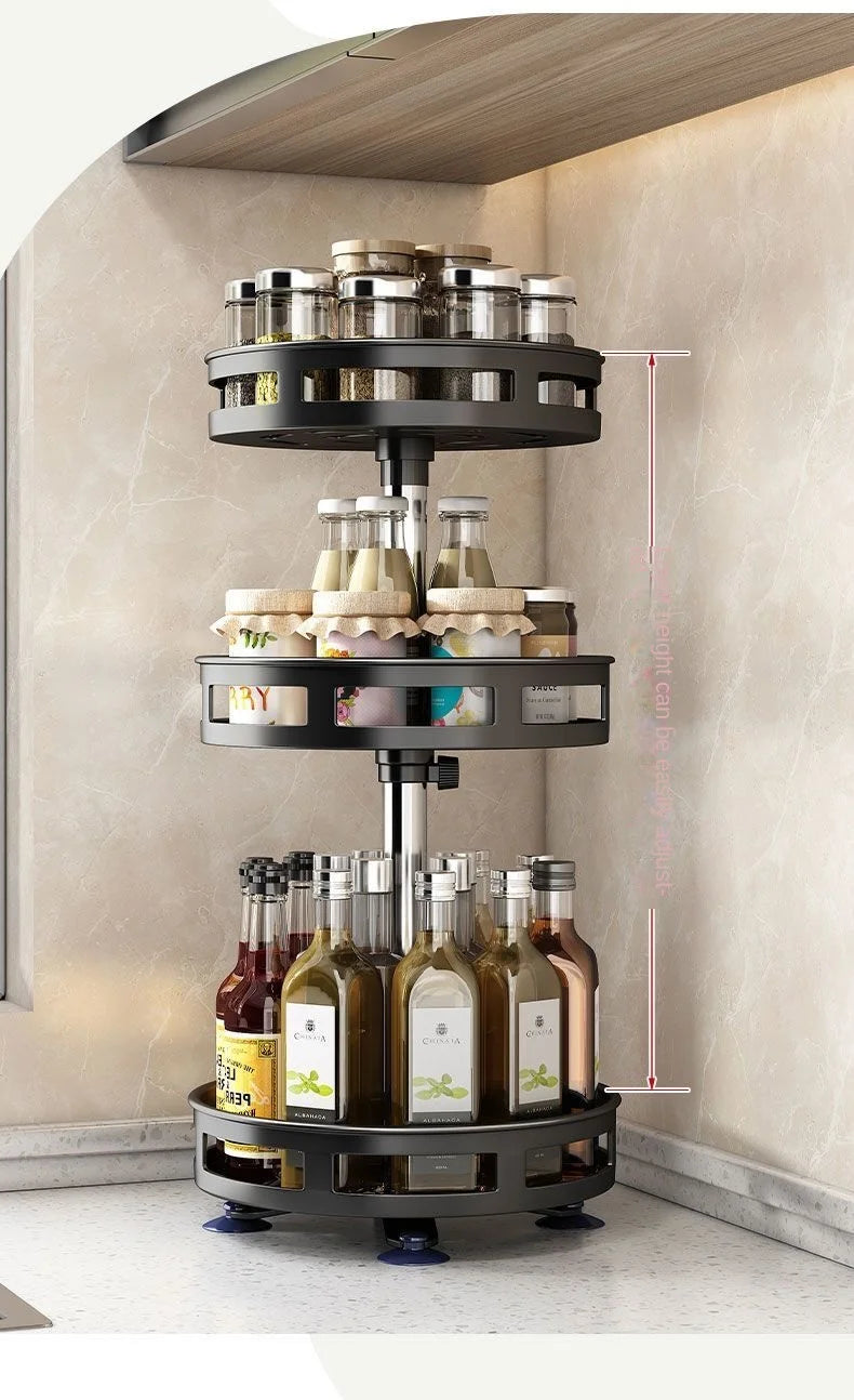 360° Rotating Spice Rack – Non-Skid Carbon Steel Organizer
