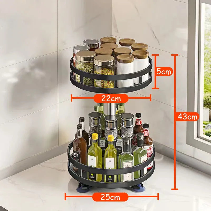 360° Rotating Spice Rack – Non-Skid Carbon Steel Organizer