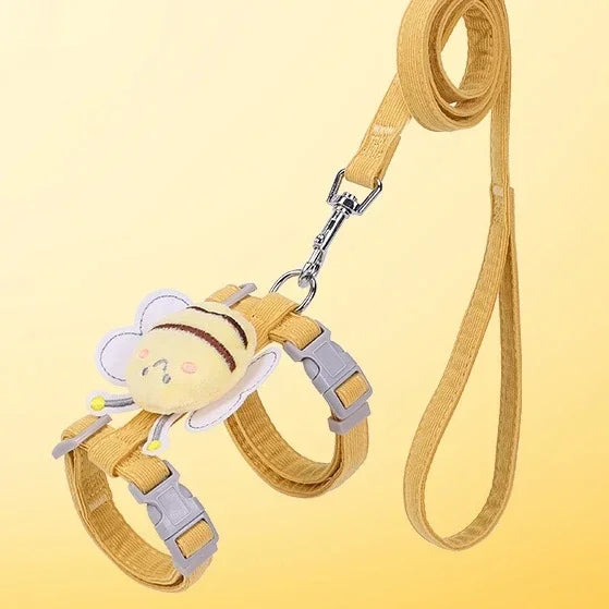 Adjustable Cat Harness Leash Collar Set