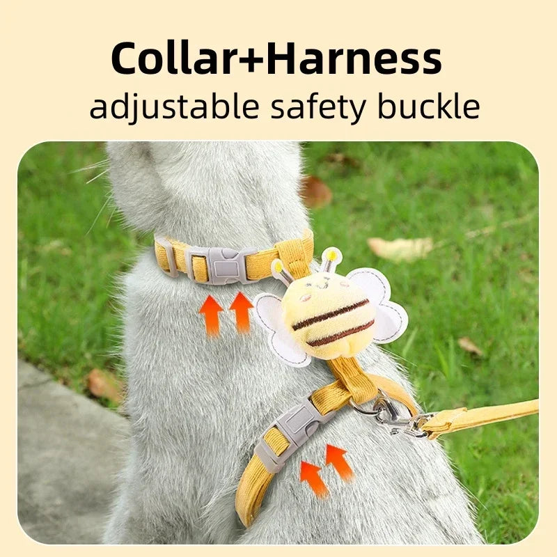 Adjustable Cat Harness Leash Collar Set
