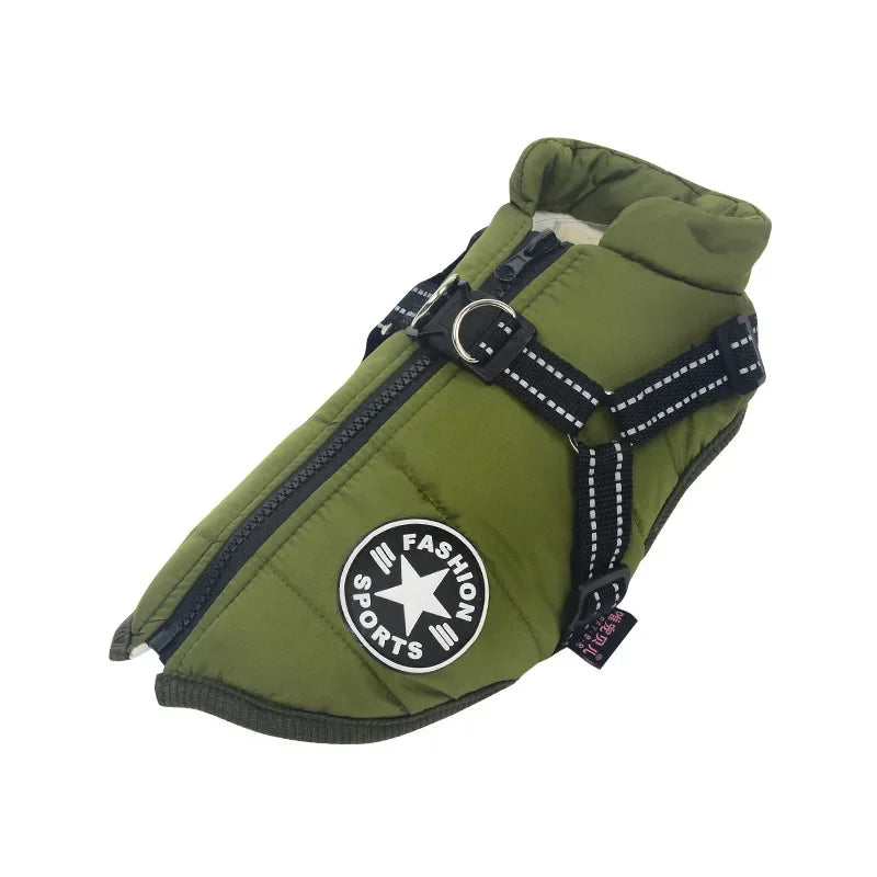 Winter Dog Jacket with Harness
