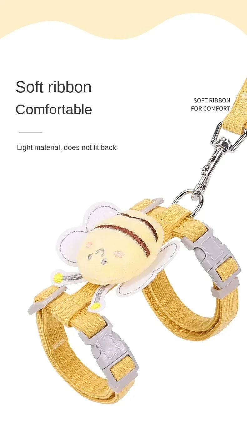 Adjustable Cat Harness Leash Collar Set