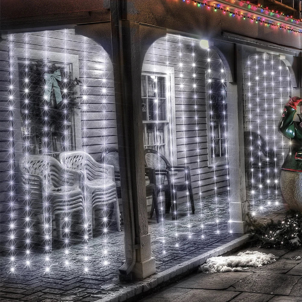 300LED Solar Curtain String Lights – Waterproof Outdoor Fairy Lights
