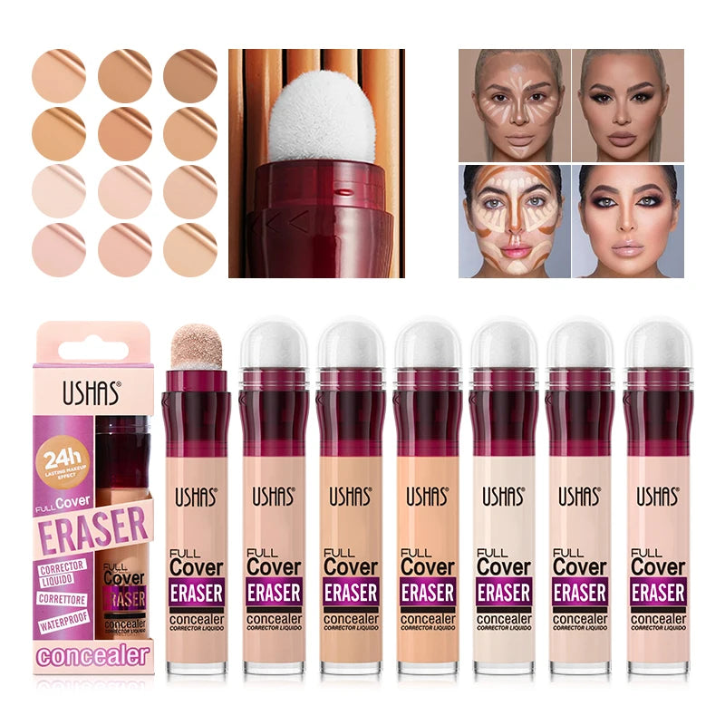 USHAS 12 Color Liquid Concealer - Moisturizing, Long-Lasting, and Lightweight