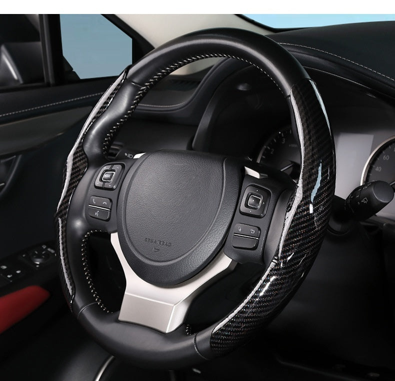 Glossy Carbon Fiber Car Steering Wheel Cover
